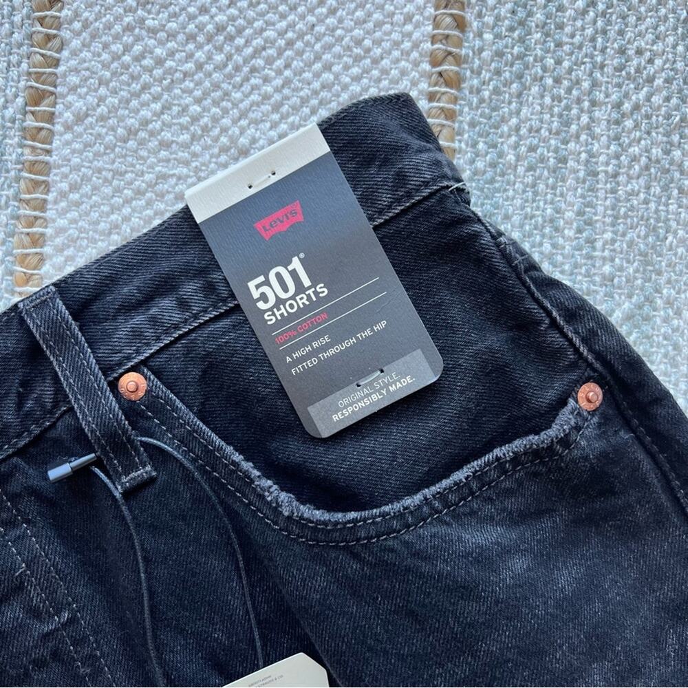 Levi’s 501 Original Wise Up Black High Rise Shorts Women’s Size 32 - Picture 10 of 13